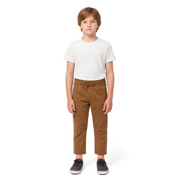 Cat & Jack Boys Brown Skinny Jogger Pants Size 10 Casual Stretch Pull-On Style - Picture 1 of 6